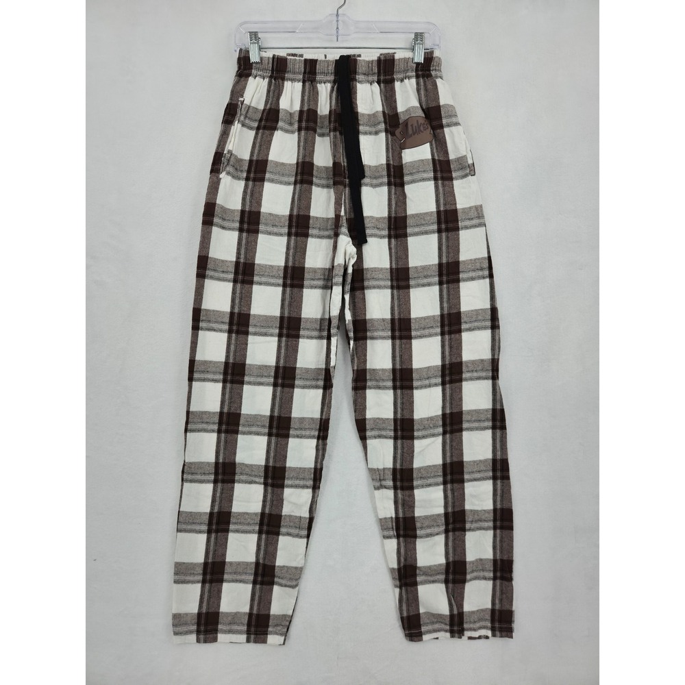 Gilmore Girls Lukes Diner Plaid Pajama Pants Brown Cream Cotton Small Loralei